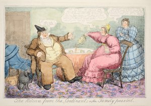 The Return from the Continent, eller The Family Puzzled, pub. 1835 (håndfarget etsning)